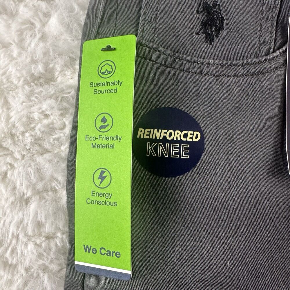 US POLO ASSN. Boys Size 18 Dark Gray 5 Pocket Jeans Brand New, Reinforced Knee - Picture 10 of 16